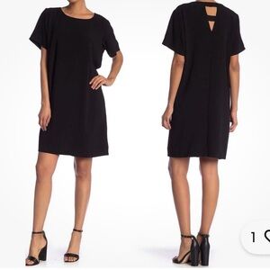 Bobeau Women’s Black Short Sleeve Crepe Mini Dress, Size Small